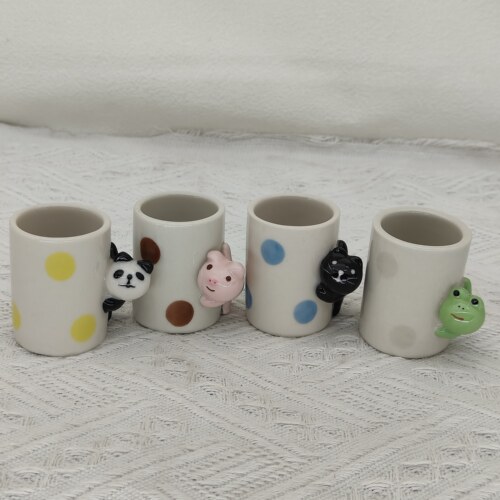 日本Concombre温泉小动物陶瓷餐具牙签筒熊猫青蛙日单可爱卡通