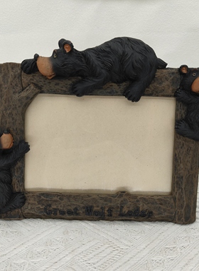 外贸出口树脂黑熊相框外贸装饰画框 怀旧复古送朋友礼物家居装饰