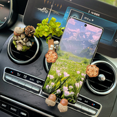 创意干花车载手机支架车内新款 支撑架汽车上出风口导航固定手机架