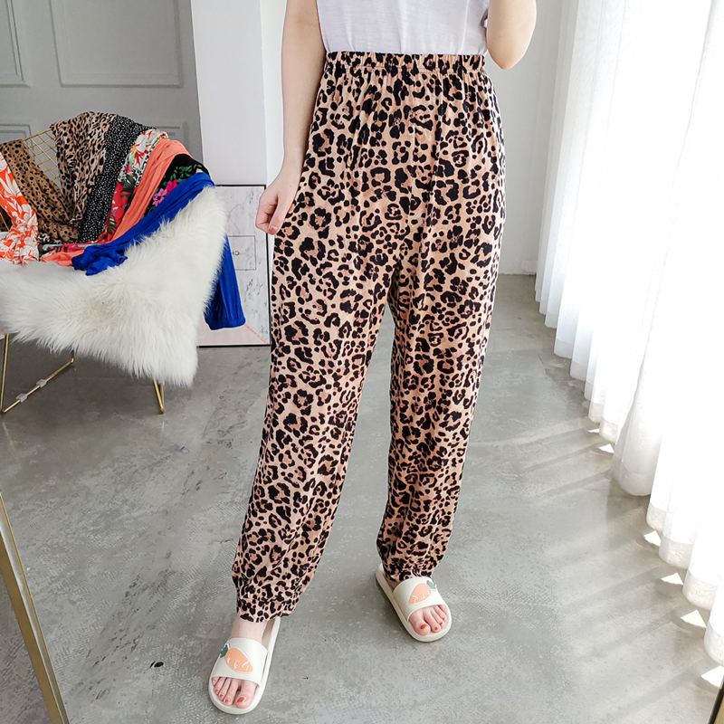 莫代尔睡裤女加大码薄款百搭卡通灯笼沙滩长裤胖MM家居防蚊虫长裤