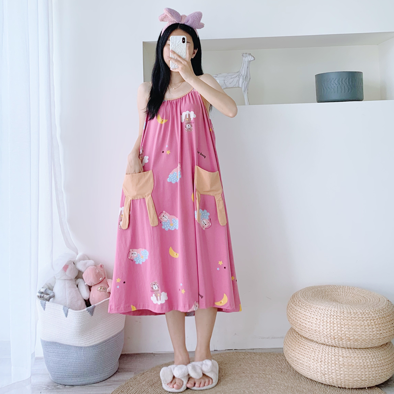 针织棉夏季性感吊带睡裙