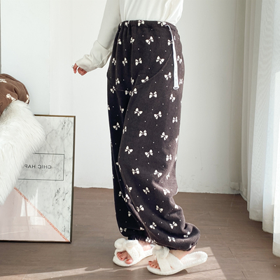 高腰托腹糯米绒睡裤女冬加厚大码