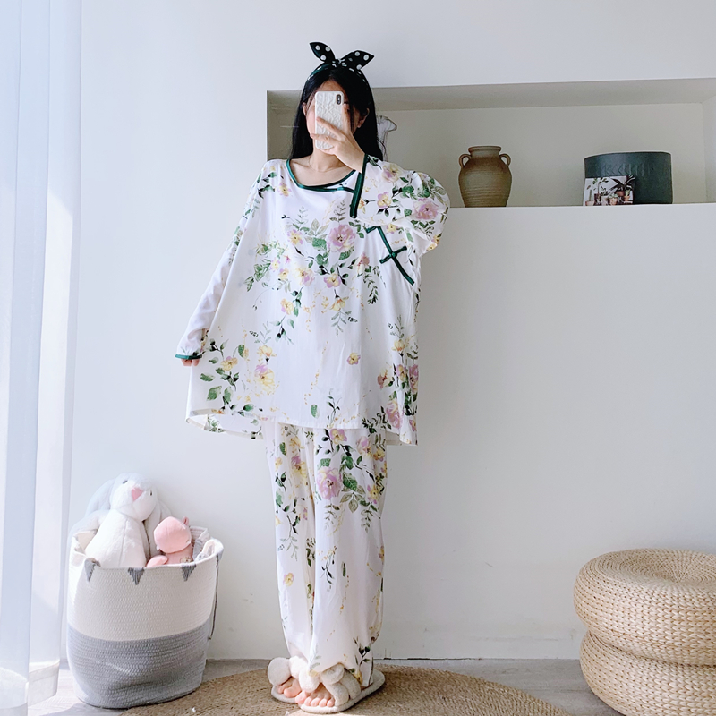 女人造棉复古中式家居服睡衣