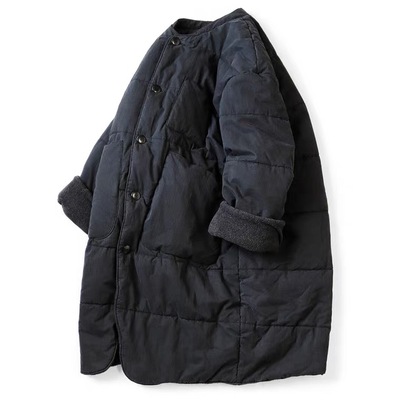 秋冬保暖中长款排扣棉服