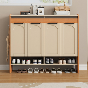 鞋架子家用门口多层鞋柜入户门2025新款带门新型实木鞋柜玄关一体