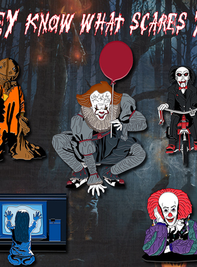 万圣节周边好莱坞电影徽章电锯惊魂小丑礼物痛包diy挂件摆件立牌