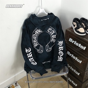 男女外套 宽松情侣装 潮十字架卫衣马蹄卡通趣味马蹄薄款 早春连帽衫