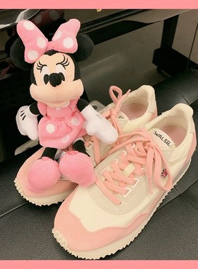 马卡龙配色少女心轻型运动鞋NORMAN WALSH复古慢跑鞋樱粉牛油果绿