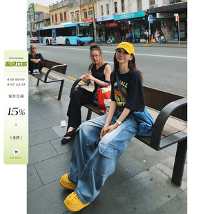 T恤女夏日常休闲百搭宽松短袖 卡通加菲猫字母印花短袖 李婉君韩版