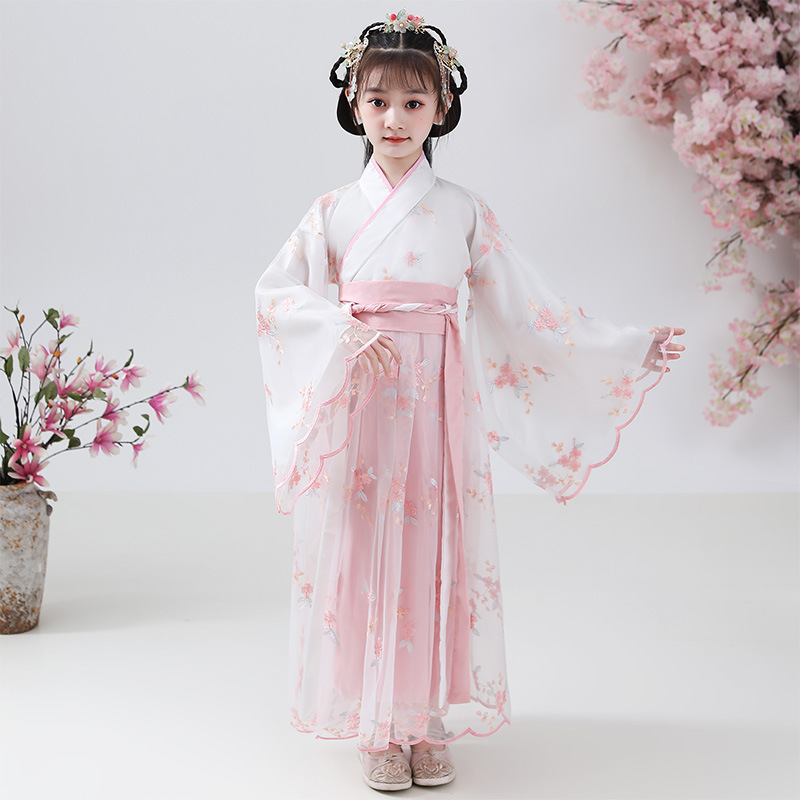 汉服女童儿童古装中国风超仙唐装古风公主女孩春秋连衣裙2025新款