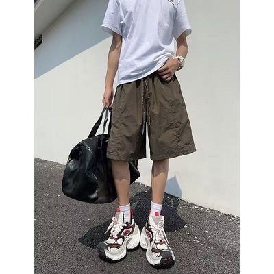 夏季新款美式短裤男潮牌薄款设计感小众宽松大码运动休闲五分裤子