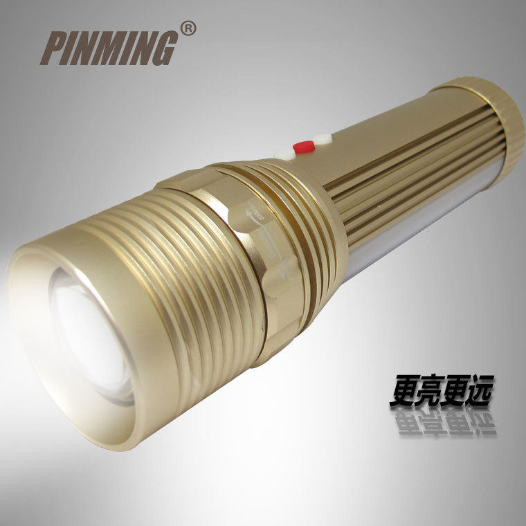 新款C8多功能照明手电筒 旋转变焦铝合金CREE充电手电筒T6强光灯