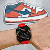 时刻美时尚 潮流新款 方形女学生运动彩色电子表防水手表小方块男表