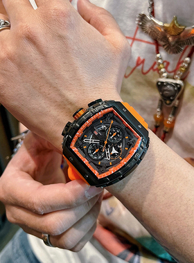 MINIFOCUS新款时尚潮流霸气桶形男表ins风网红大表盘个性男士手表