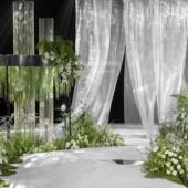 婚庆纱幔流光纱舞台吊顶装 饰白色水光纱背景纱幔婚礼场景布置纱幔