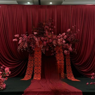 婚庆牛奶丝双面弹力布料舞台装饰背景布幔韩式礼堂婚礼吊顶拱门布
