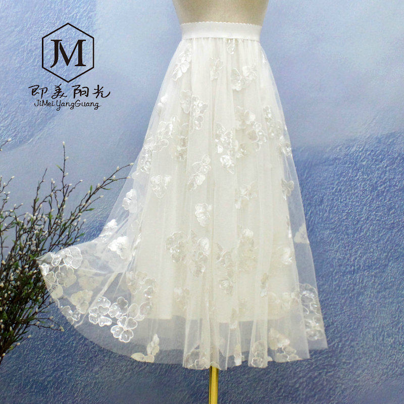 时尚闪闪亮片绣花裙三层仙女长裙