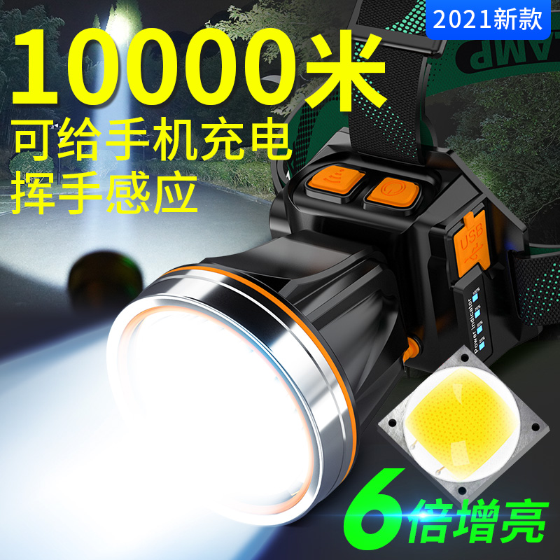 ldies头灯强光a超充电亮感应氙气头戴式户外手电筒夜钓鱼LED矿灯