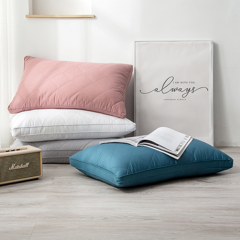 家用助睡眠中高枕头护颈羽丝绒可水洗低枕头枕芯单人枕芯一对全棉,床上用品,枕头/枕芯,淘宝优惠券,粉丝福利购,淘宝优惠卷