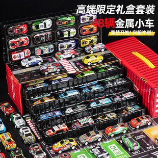 合金小汽车模型儿童回力车停车场收藏男孩玩具车迷你塞车仿真跑车