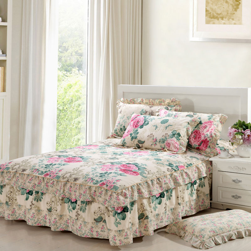 纯棉床罩 全棉床裙单件韩版单双人婚庆1.5/1.8米床套床单床裙床笠