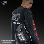 RGH 潮牌复古帆布斜挎包夜光腰包男女骑行包户外露营防水胸包运动