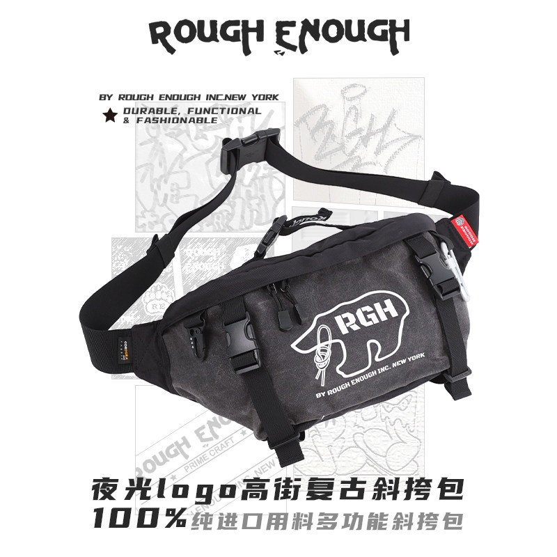 RGH 美式复古男士斜挎包户外防水机车骑行包机能胸包帆布运动腰包