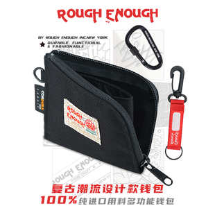 Enough迷你帆布钱包学生女零钱包硬币钱夹卡包拉链男生复古 Rough
