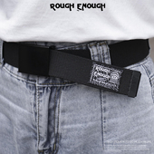 带 腰带男帆布编织休闲自动扣平滑扣青年简约牛仔裤 Rough Enough