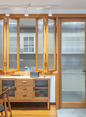 松木实木门联窗组合 多扇推拉左右折叠窗定制 松木原木折叠窗