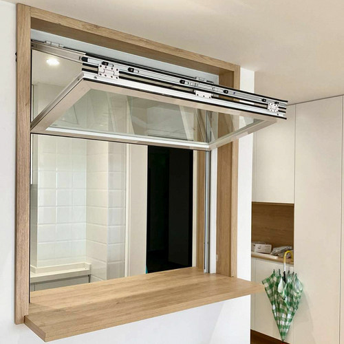 网红门店铝合金上下折叠窗送餐窗