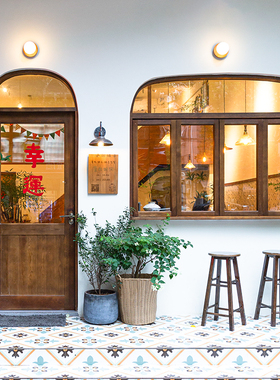 拱形门窗餐台椅防水奶茶卧室咖啡服装店左右折叠窗户