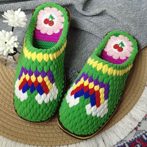 粗毛线卡通网红成品冬季居家鞋子