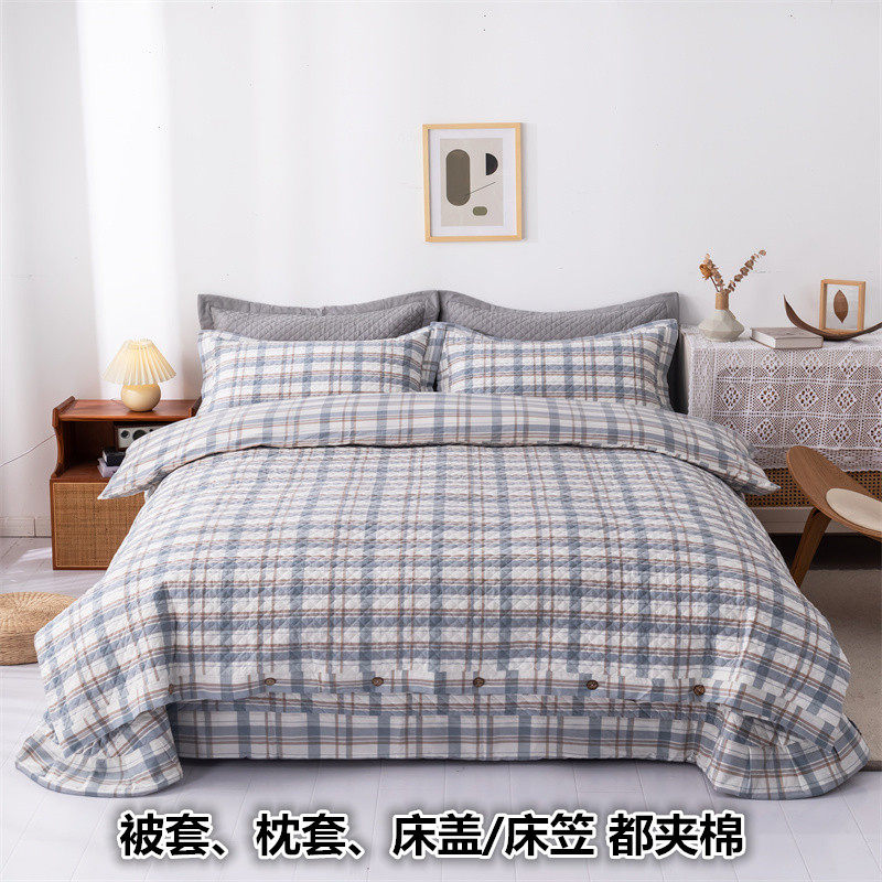 全棉水洗四件套加厚床笠