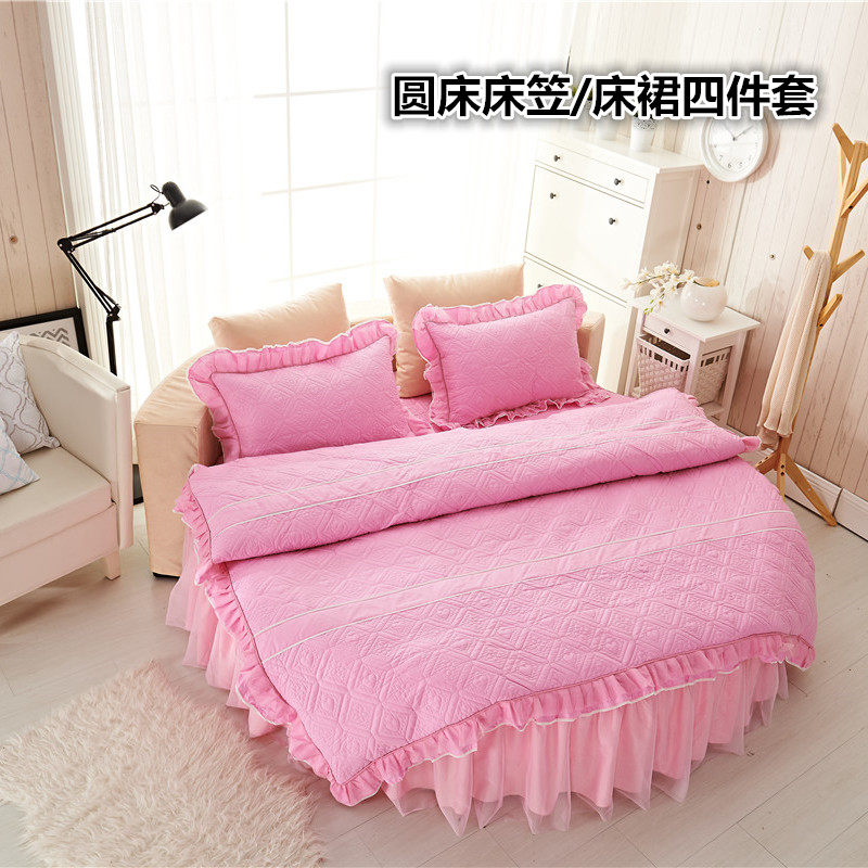 圆床床品四件套全棉纯色夹加棉绗缝圆床床笠床裙四件套加厚床罩,床上用品,床品套件/四件套/多件套,淘宝优惠券,粉丝福利购,淘宝优惠卷