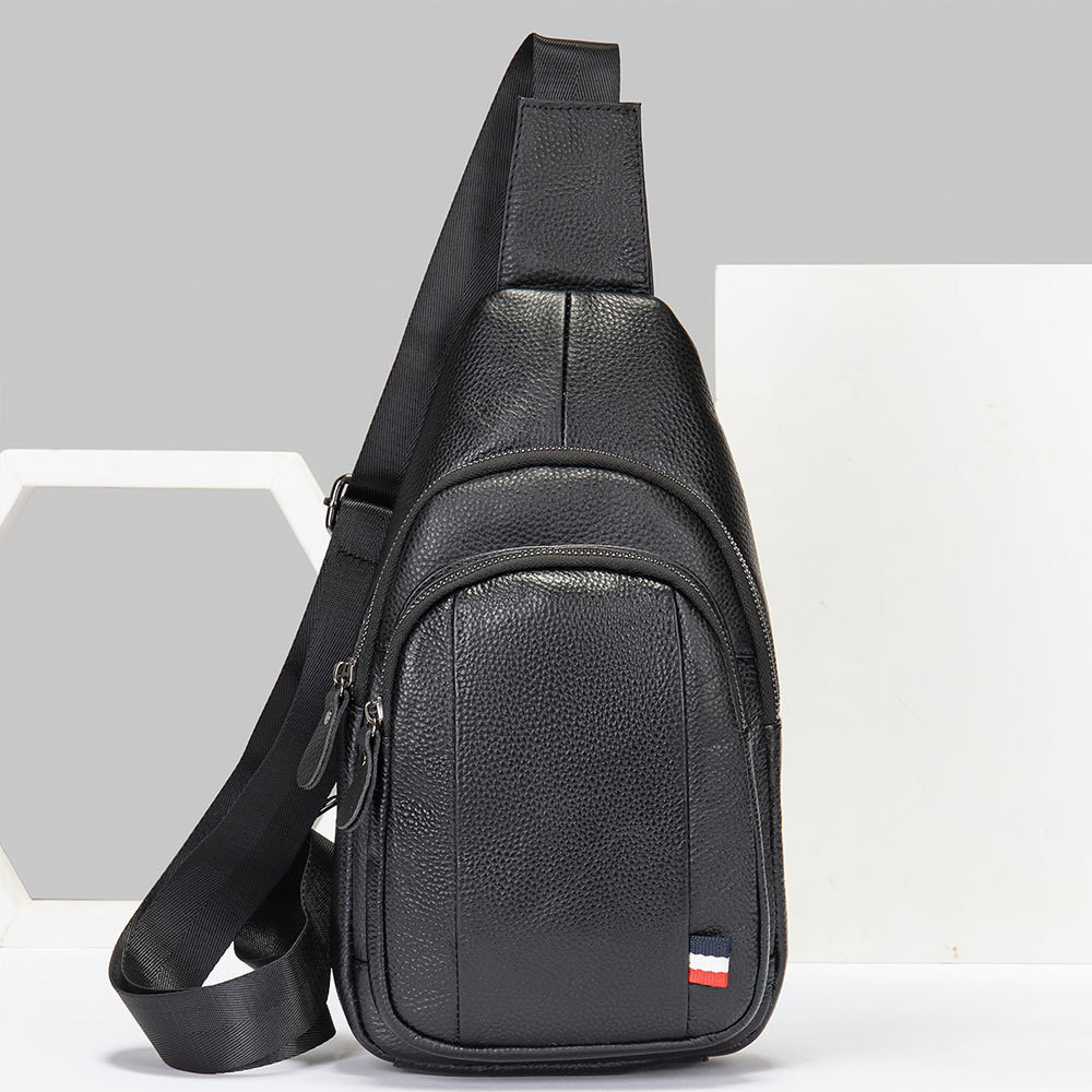 男士头层牛皮胸包2024新款时尚百搭包斜挎牛皮小包真皮胸前包潮,箱包皮具/热销女包/男包,胸包,淘宝优惠券,粉丝福利购,淘宝优惠卷