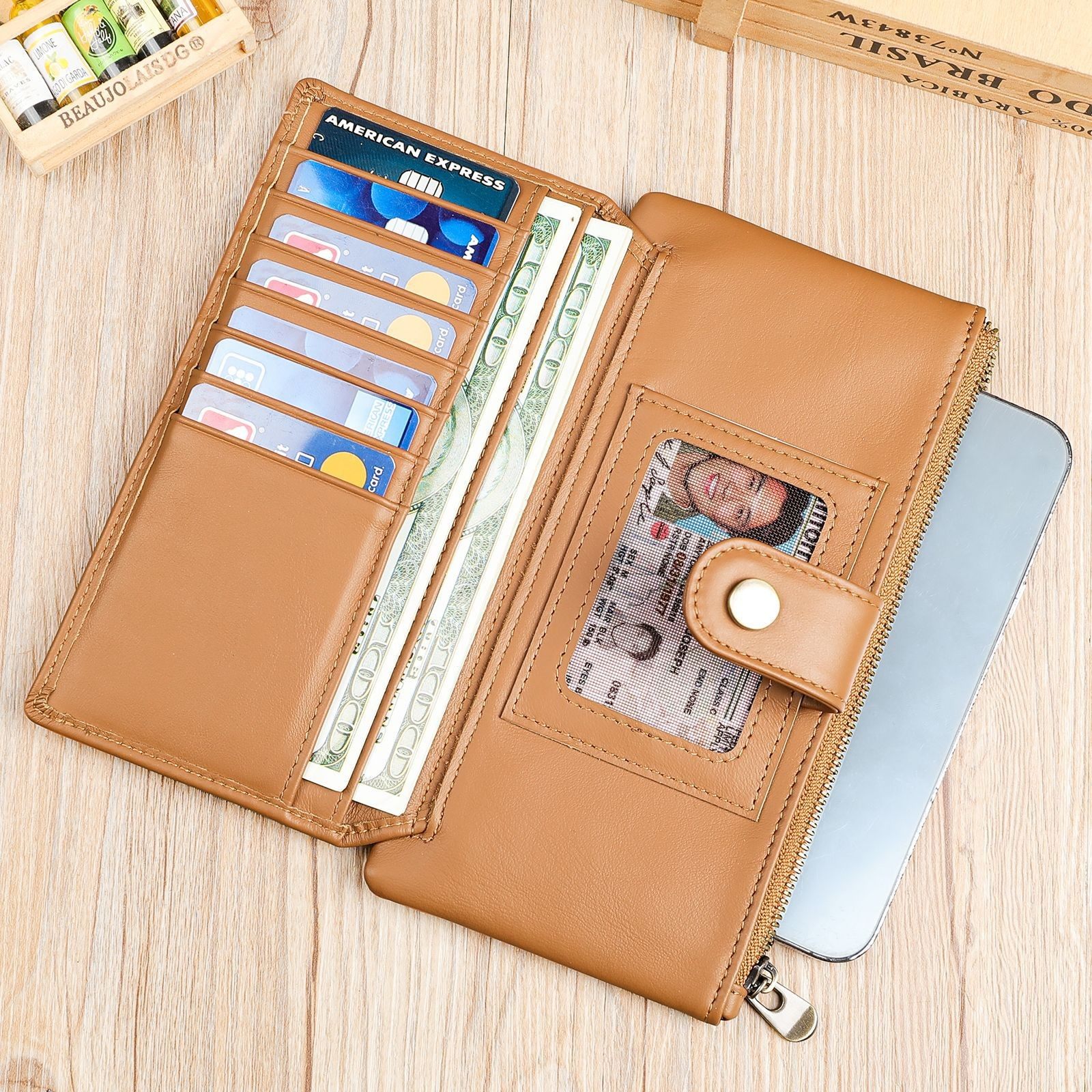 女士钱包长款真皮薄款皮夹钱夹软皮手拿包女小包2024新款时尚女包