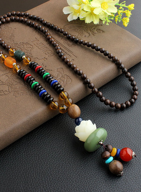 民族风项链男女木珠挂件菩提复古