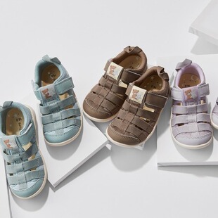 IFME2025夏小熊新款日本机能男女童网面透气防滑运动涉水溯溪凉鞋