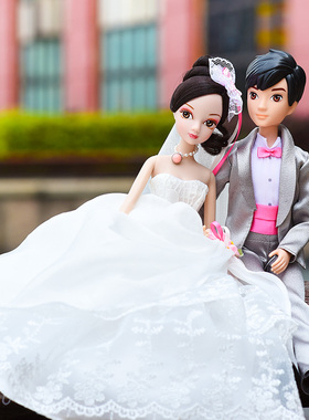 可儿娃娃幸福时光 婚纱情侣对娃女孩仿真公主结婚送礼纪念9113