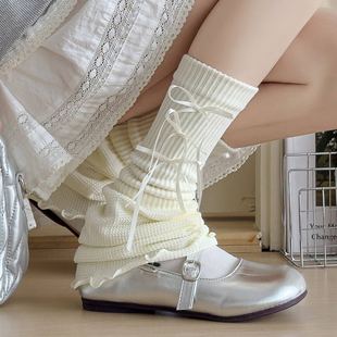 白色堆堆袜套女款 夏季 薄款 袜子Y2k辣妹jk甜美可爱蝴蝶结搭小皮鞋