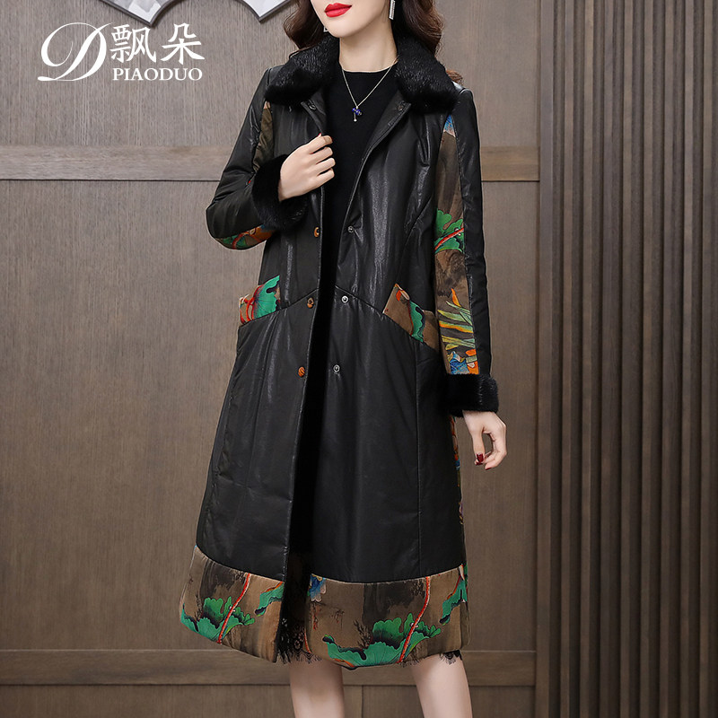 绵羊皮真皮毛领棉衣女2022年冬季新款高端气质棉袄中长款真丝棉服