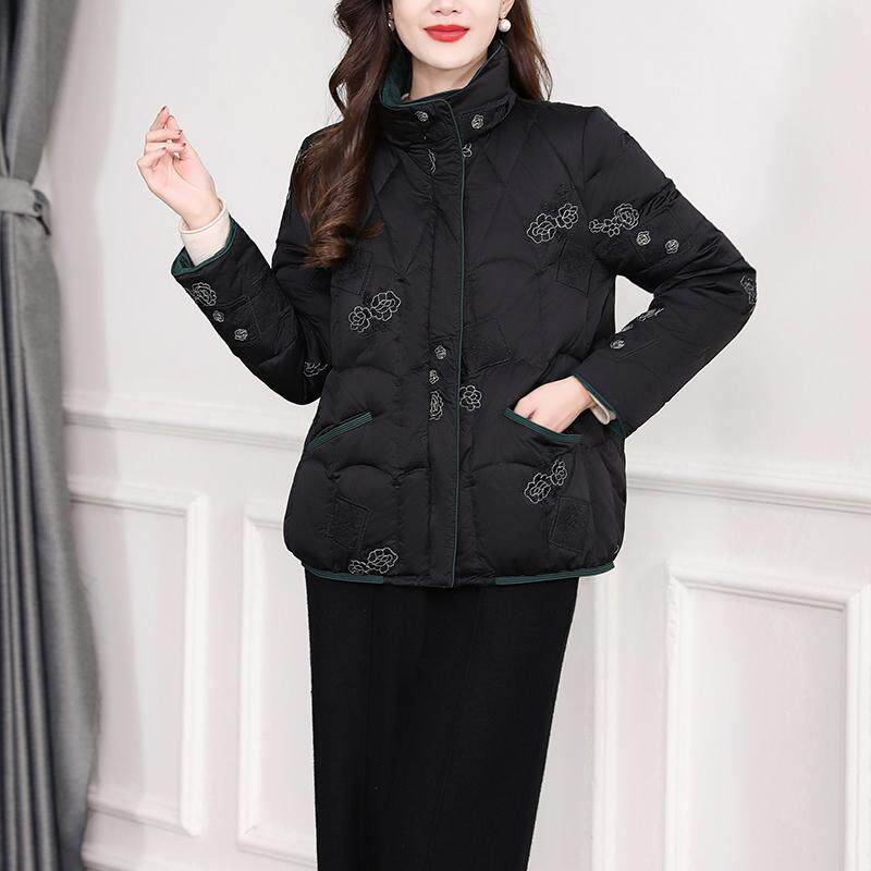 刺绣加厚短外套鹅绒羽绒服刺绣