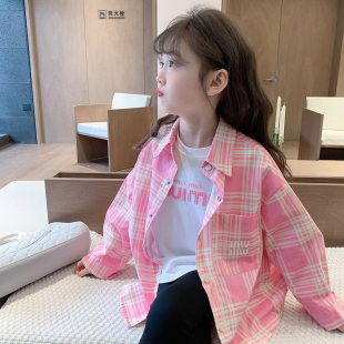 鱼儿妈 女童空调衫2025夏装新款儿童中大童休闲长袖纯棉条纹上衣