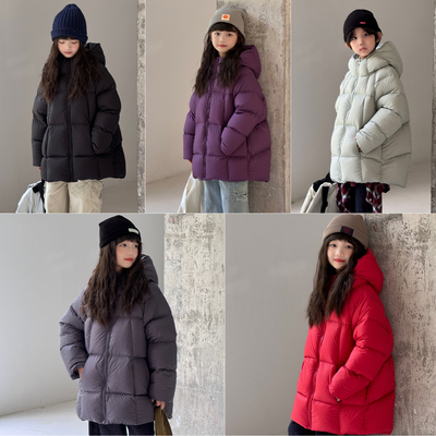 2025冬季新款中长款A版90白鸭绒韩系连帽羽绒服外套男女款