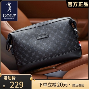 高尔夫新款单肩包新款商务手拿包老花时尚斜挎小背包男手抓包潮牌