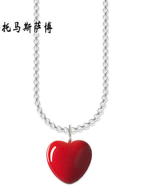 托马斯萨博纯银立体红色吊坠项链