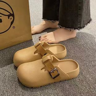 时尚简约皮带扣凉拖鞋女夏季外穿百搭休闲软底舒适防滑包头半拖鞋