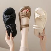 踩屎感拖鞋 外穿配裙子一字拖防滑厚底蝴蝶结凉拖鞋 女2025新款 夏季