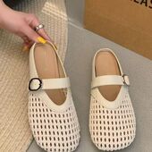 2025夏季 洞洞半托 女编织透气包头凉拖鞋 新款 镂空凉鞋